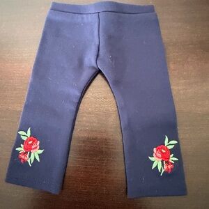 American Girl + Janie & Jack Navy Leggings with Red Floral Design.  EUC.
